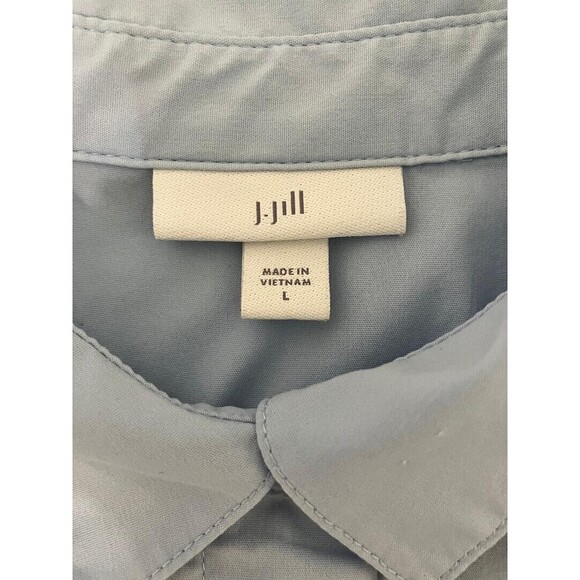 J Jill Light Blue Dipped Hem Popover Tunic Office Top Wear Stretch Size Large - Picture 4 of 10